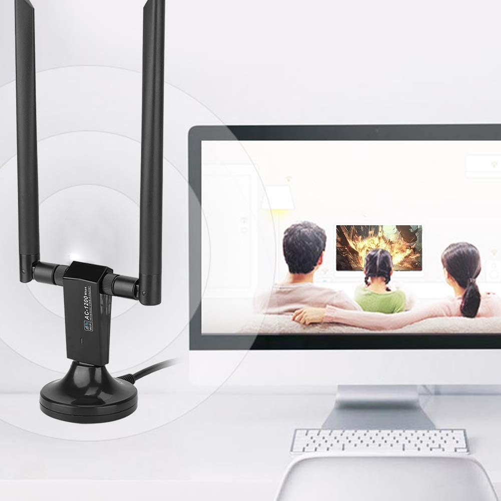 USB Network Card,Rtl8812Au AC USB 2.4G/5.8G Dual-Band Wifi Dongle Adapter,Support WPA/WPA2/WEP/802.1X/WMM Data Encryption,Wireless Network Card with Strong Anti-Interference Ability image number 6