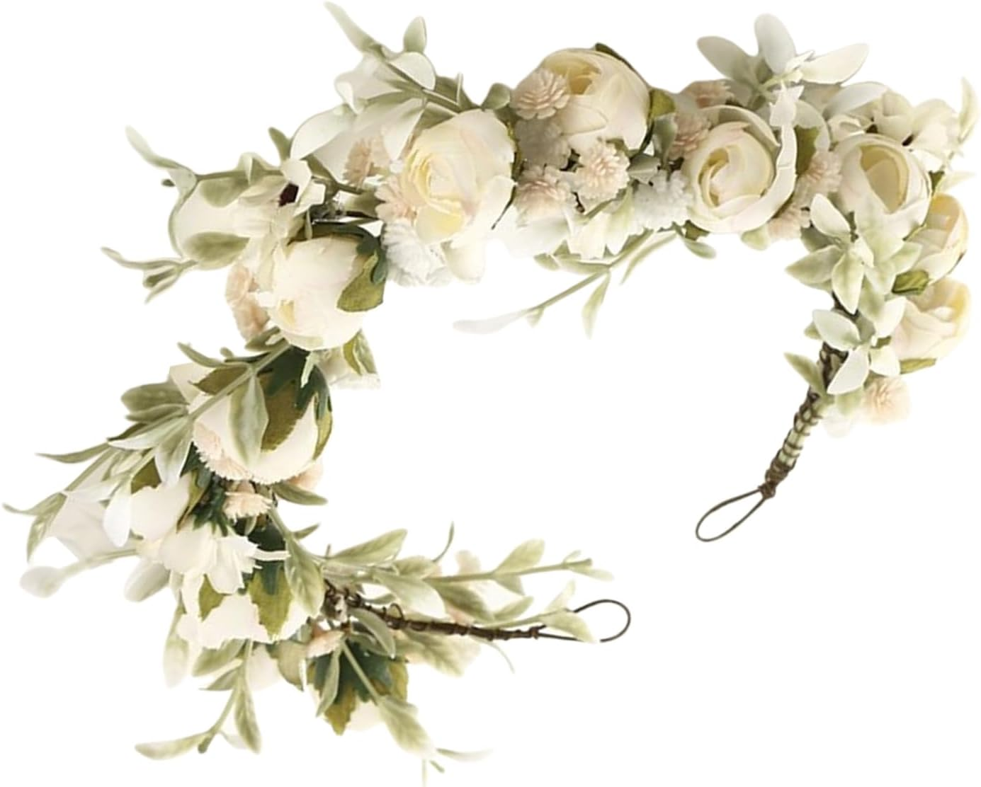 Bridal Flower Crown, Women Roses Floral Crown Hair Garland Adjustable, Bohemian Wedding Bridal Flower Headpiece for Womens Girls