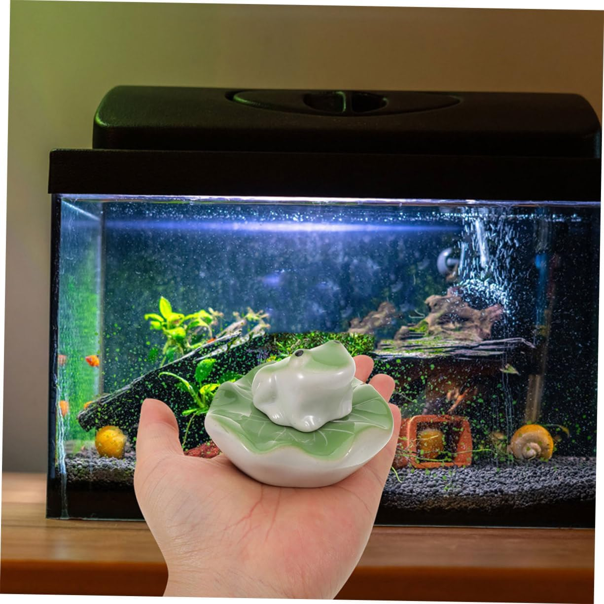 ORFOFE 2Sets Ceramic Floating Frogs Tea Pet Sculptures for Fish Tank Aquarium Decor of Detailed Aquarium Figurines for Landscape Decoration image number 5