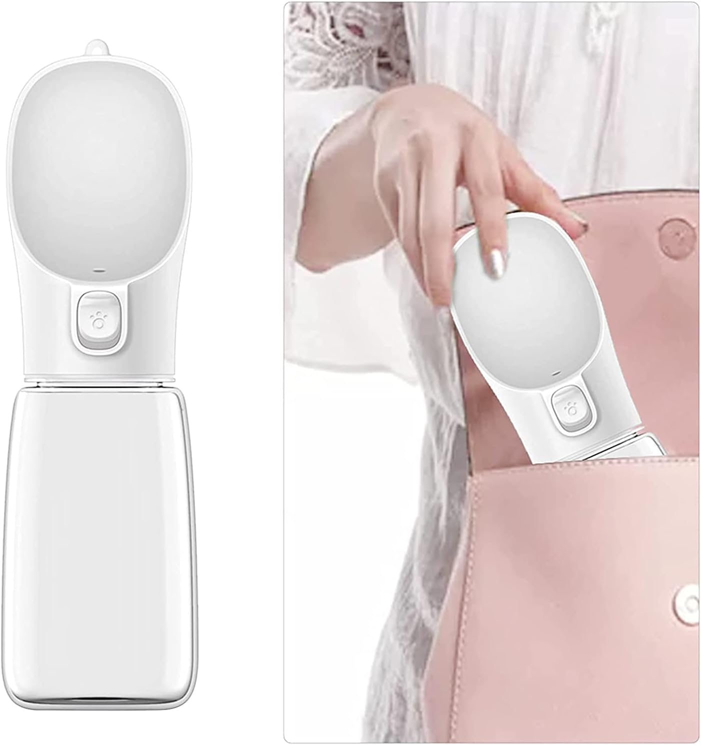 Dog Water Bottle, Leakproof Portable Dog Water Dispenser with Drinking Feeder, Outdoor Travel Drinking Bowl for Dogs Pets Cats Puppy Outdoor Walking Hiking, White,550Ml image number 1