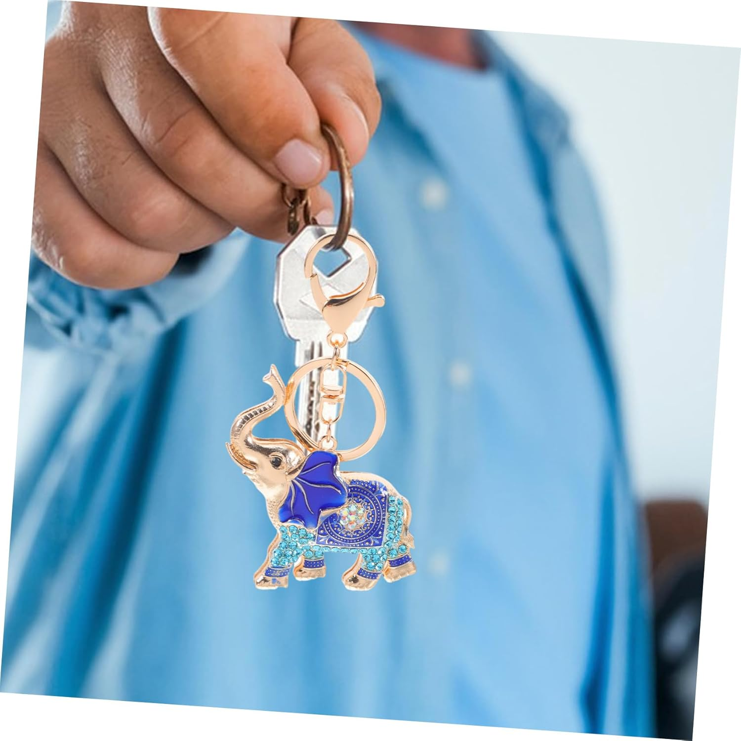 WOFASHPURET Elephant Keychain Handbag Accessories Key Decoration for Women Keychain Pendant Bags Pendant Back Pendant Girl Keychain Pendant Keychains Keychain Crystal Zinc Alloy Blue - Red image number 6