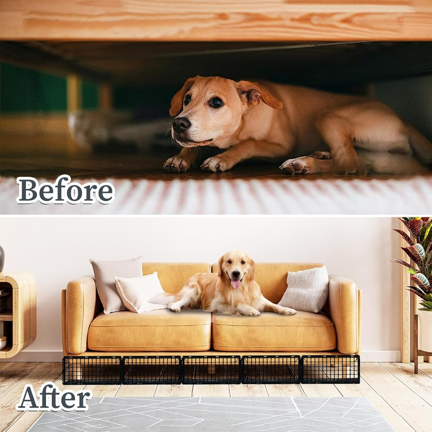 Under Couch Blocker, under Bed Blocker for Pets Toys Barrier,12 Pack Furniture Couch Guards Bumper for Stopping Cats Dogs from Getting under Sofa Gap,37 * 17Cm,Total Length 442Cm image number 4