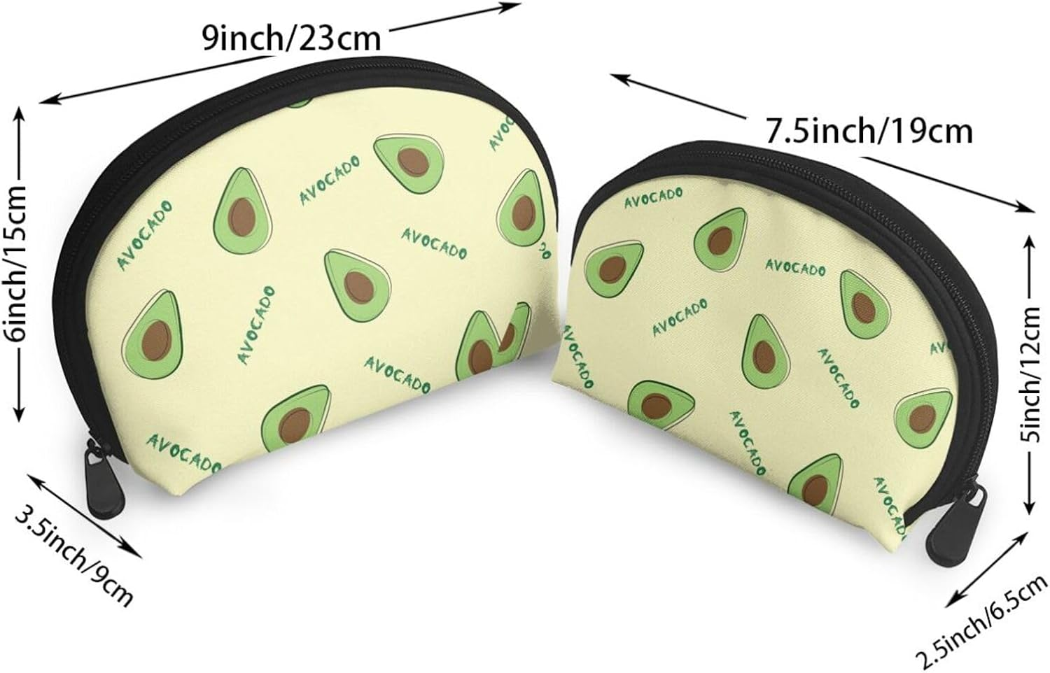 Cozimangoe Coin Pouch Makeup Bags Set, 2 Piece Shell Shape Cosmetic Bag with Pockets for Daily Travel Handbag Lipstick Keys Toiletry, Personalized Green Avocado image number 5