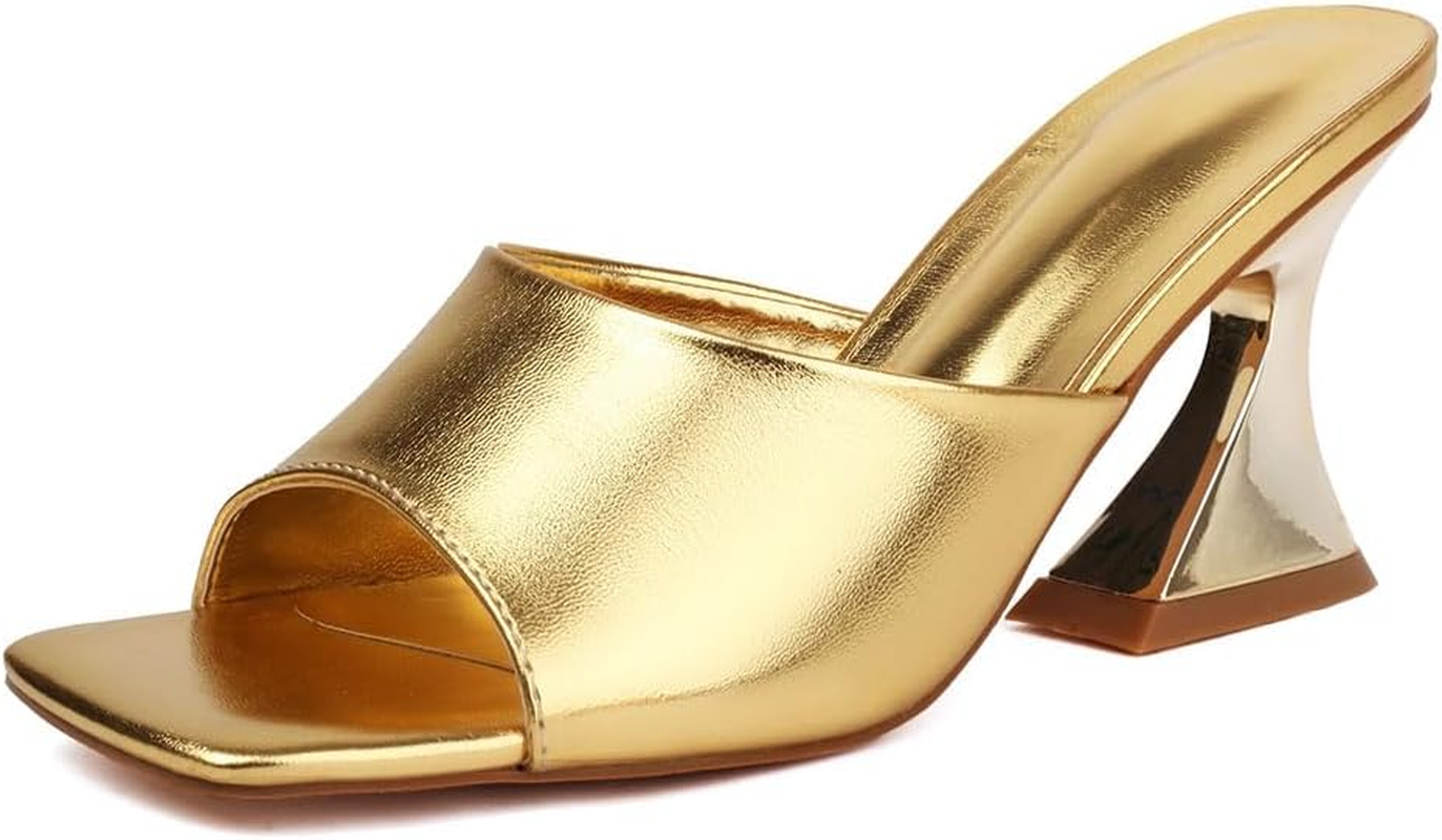 Bapolee Women Sexy Clear Kitten Heels Sandals Transparent Square Open Toe Slipper Dress Shoes