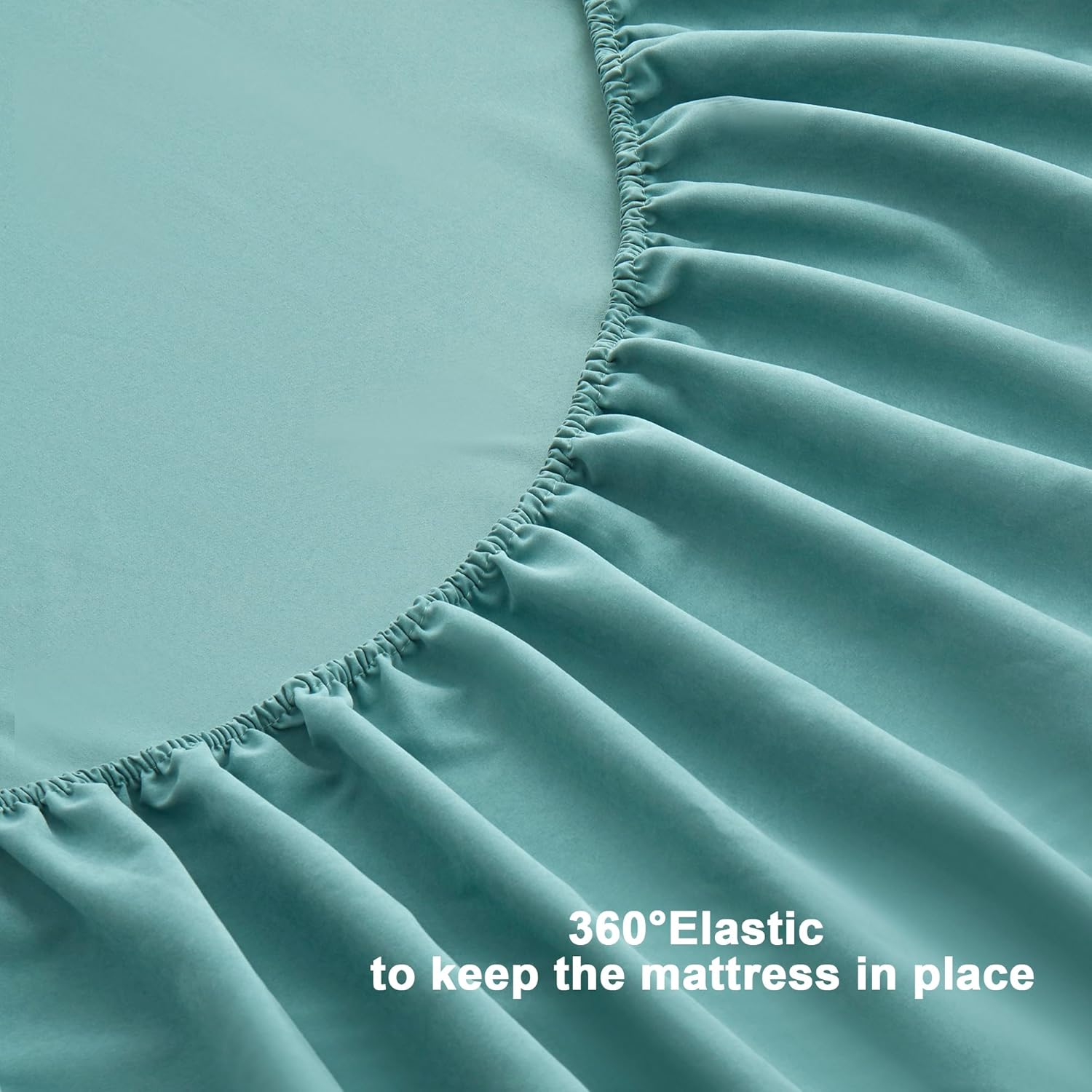 3 PCS Double Sheet Set, 1200TC Breathable and Ultra Soft Double Size Bed Sheets Set with Fitted Deep Pockets 40Cm, 1 Bedding Fitted Sheets & 2 Pillowcases (Grayish Green, Double) image number 6