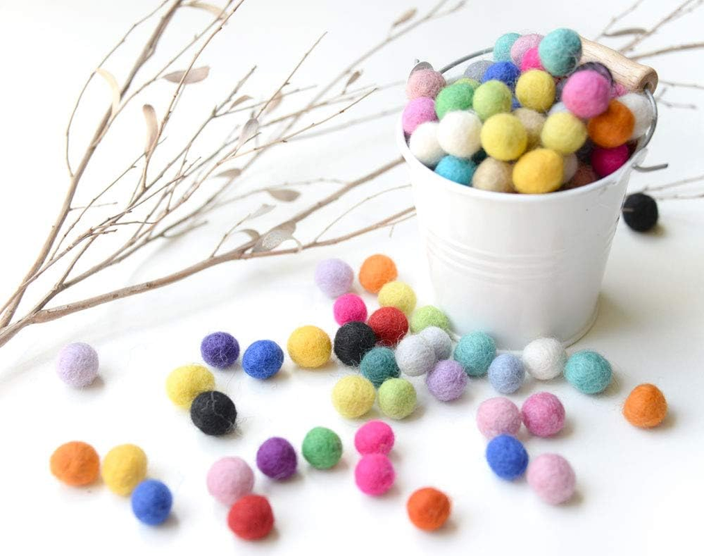 1Cm Felt Balls | Mixed Colour | Assorted | Colourful Wool Felted Pom Poms DIY | Craft Beads | Party Decor Garland| | Cloud Den (100 Balls Set) image number 2
