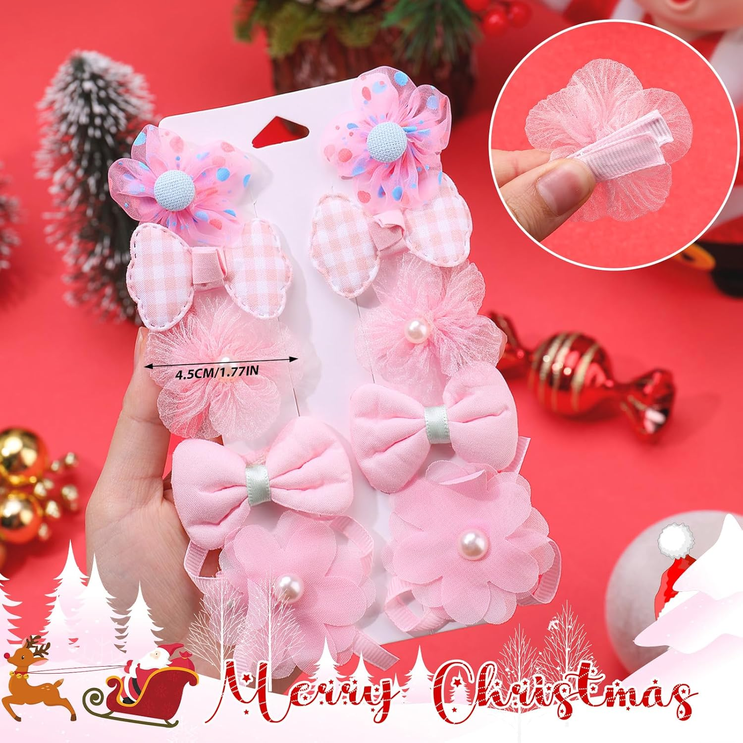 Dusaniyali Pack of 38 Flower Hair Clips Girls - Cute Hair Clips Set Baby Hair Bows with Flowers, Bows for Baby and Children, Pink Hair Accessories for Girls image number 6