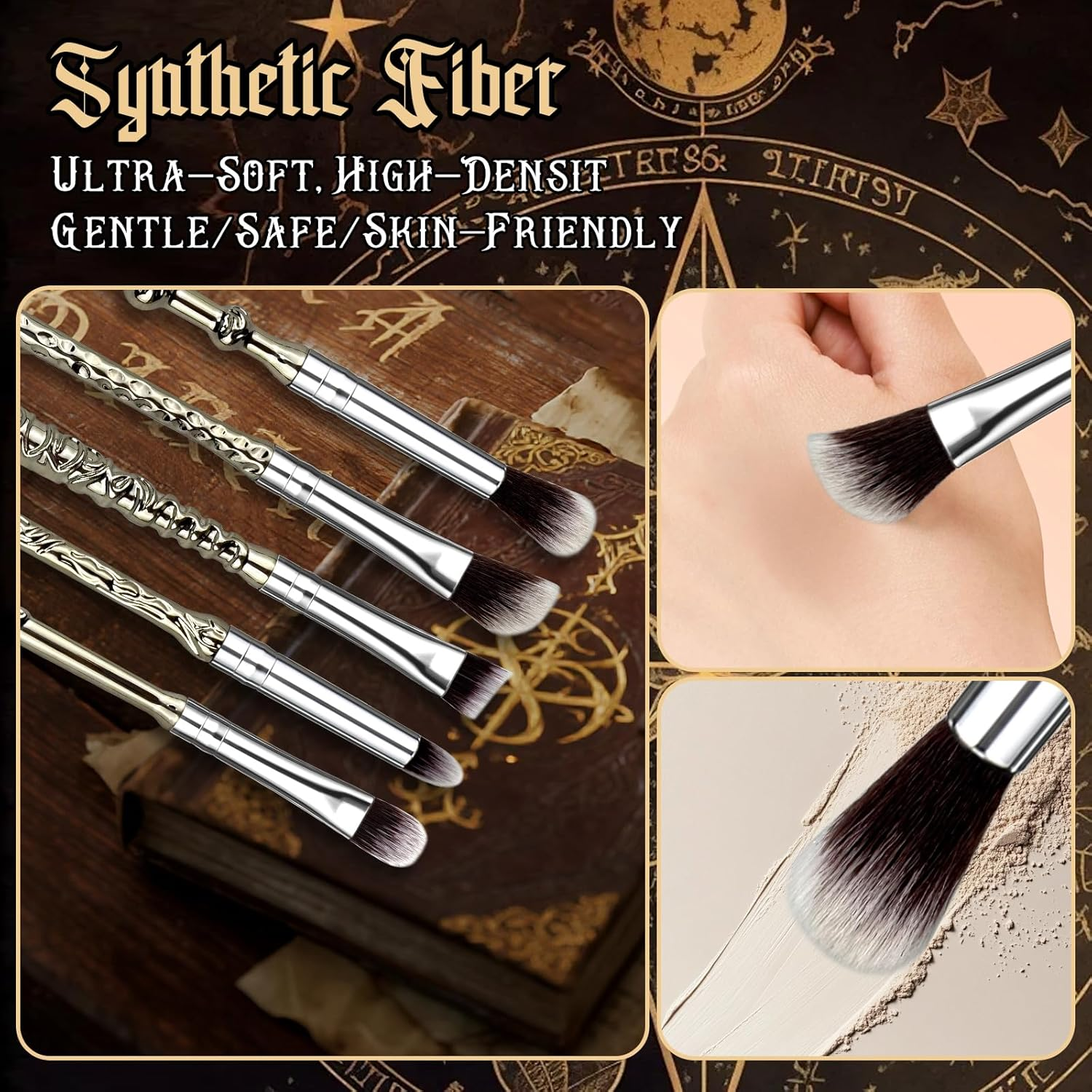 MUIIGOOD 5 PCS Wand Makeup Brushes Set Harry Make up Brush Gift Kit Potter Makeup Brushes Wand Cosmetic Brushes Set for Foundation Blending Blush Concealer Eyebrow Face Powder Christmas Gift for Women image number 2