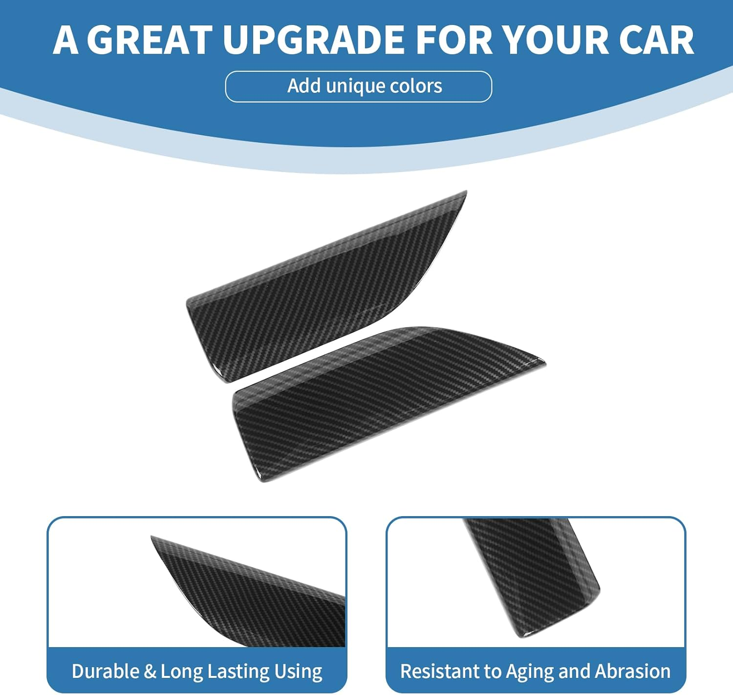 PDKLIN for Silverado Rear Door Panel Trim Cover for Chevy Silverado/Gmc Sierra 2019-2022(Double Cab) Carbon Fiber Interior Accessories 2Pcs