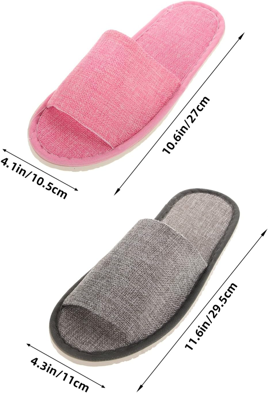 Baluue 10Pairs Fleece Linen Slippers Disposable for Men Women Guest House Slippers image number 2
