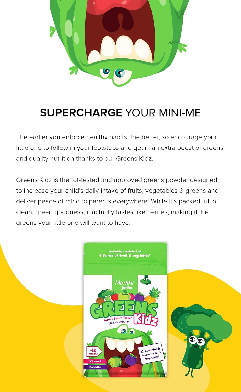 Morlife Alkalising Greens Powder Supplement, Berry Burst, 20 Super Greens, Fruits and Vegetables, Pre & Probiotics, Key Alkalizing Minerals, Vegetarian Superfood Formula, 7 Oz, 20 Servings image number 1