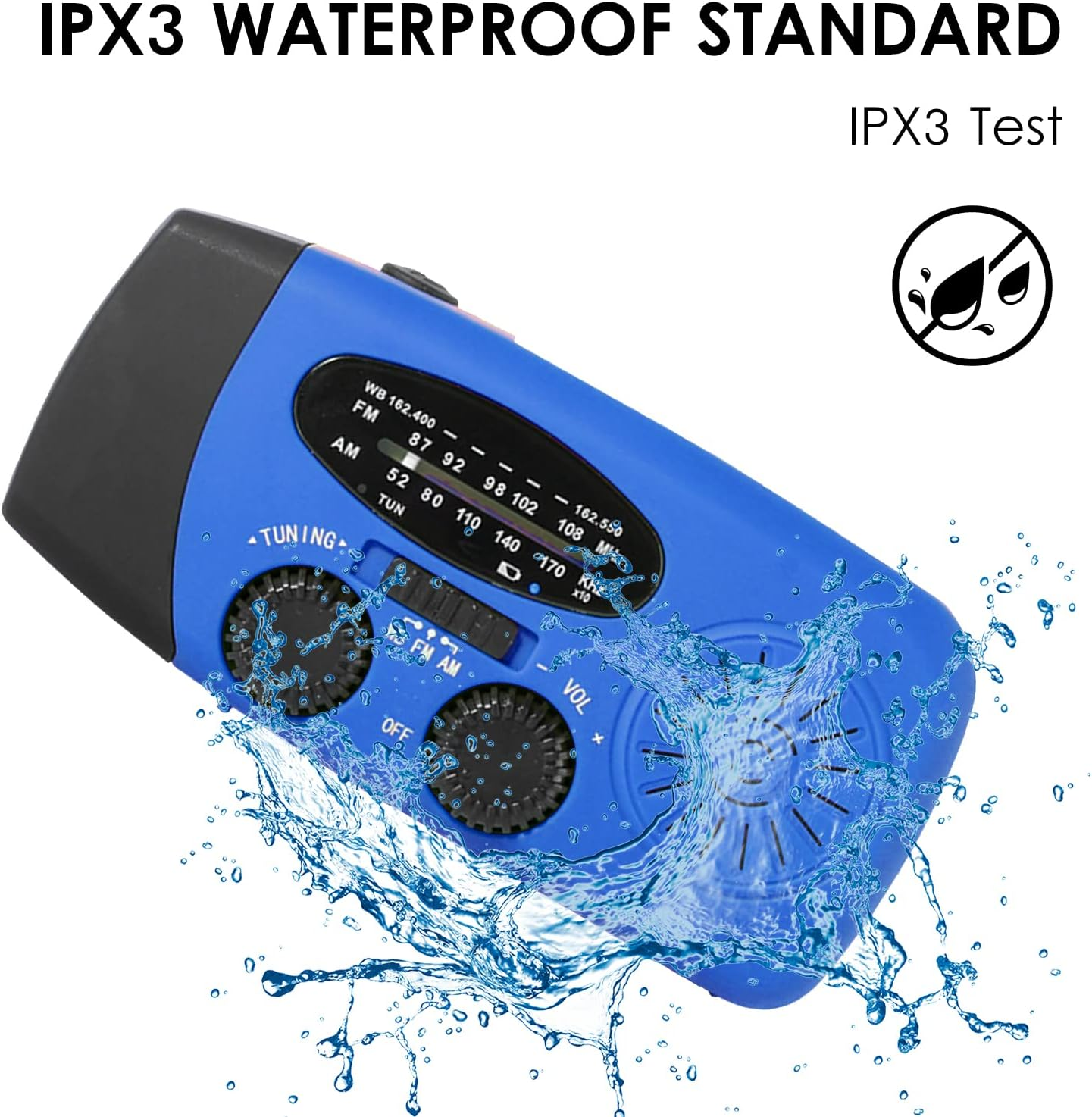 Nurdo Emergency Radio Hand Crank Solar Weather Radio AM/FM/NOAA Emergency Weather Radio Rechargeable Power Bank with Solar Charging&Hand Crank&Battery Operated LED Flashlight Cell Charger image number 2