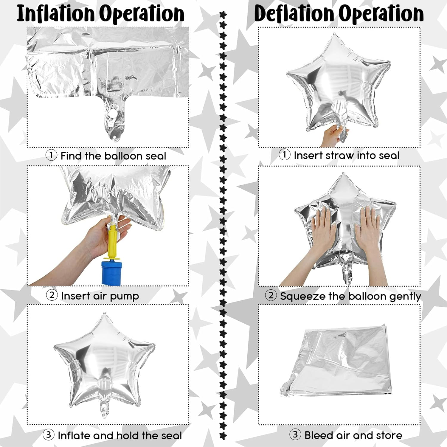 Black Red Star Foil Balloons, 18 Inch Black Silver Pentagram Aluminum Foil Balloons 12 Pcs Large Black Red and Silver Stars Shape Mylar Balloons for Birthday Casino Theme Racing Car Poker Party - Black Red Silver image number 2