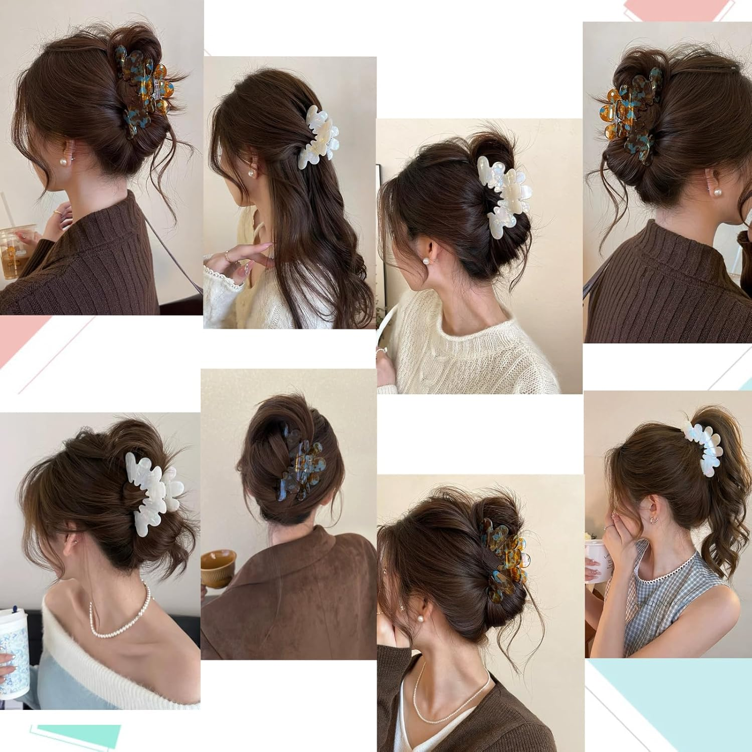 Ypkia Pack of 2 Hair Clips with Petals Large Acetate Hair Clips Women'S Elegant Hair Clips for Thick Thin Hair Accessories image number 2