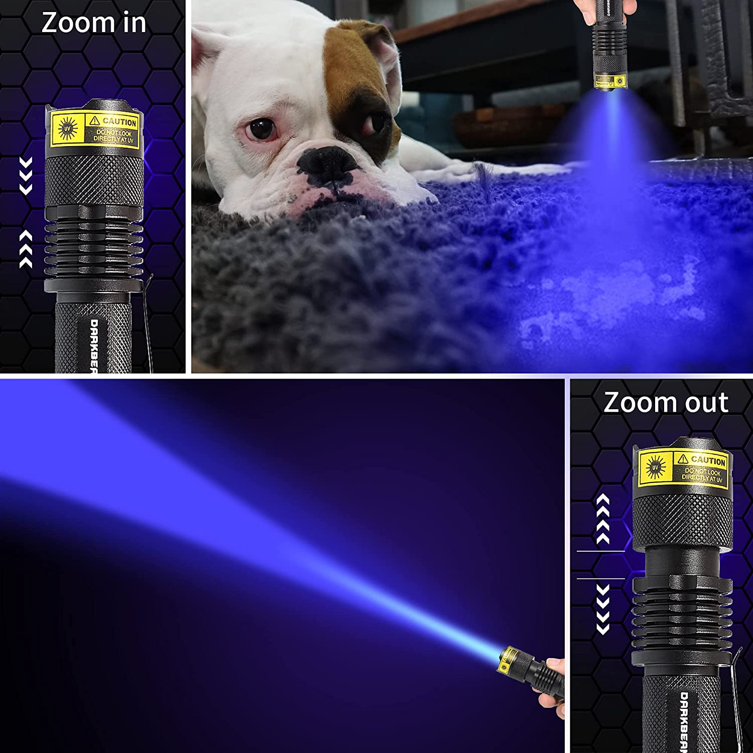 UV Flashlight Black Light 365Nm LED Lamp Blacklight Pet Urine Portable Mini Pocket Detector for Dog Cat Dry Stains Bed Bug Ultraviolet Flashlights Lights with Clip SK68(1 Pack) image number 3