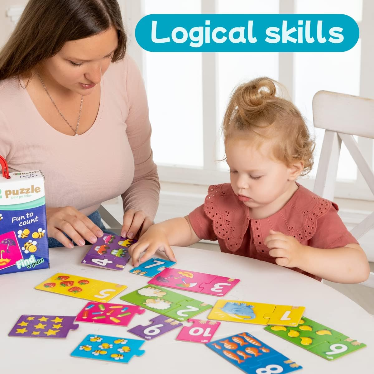 Jigsaw Puzzles for Kids 10 in 1 Double Puzzle Fun to Count Early Educational Toys, Montessori Puzzle for Baby Age 2 3 4 Years Olds + Gift Birthday All Occasions image number 5