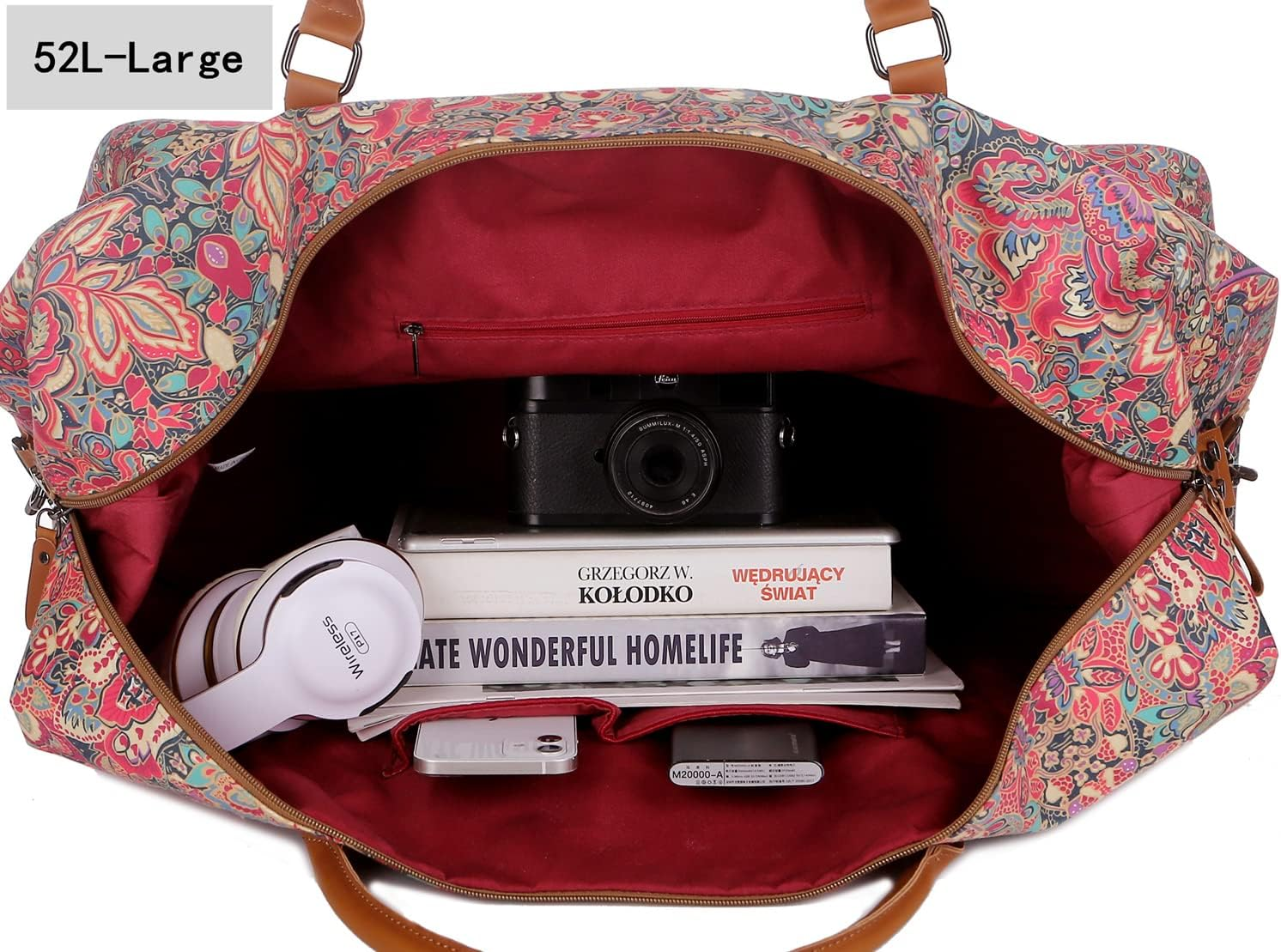 Oversized Pretty Women'S Travel Duffel Bag 52L Weekend Bag Weekender Overnight Carry on Luggage HB-15, HS