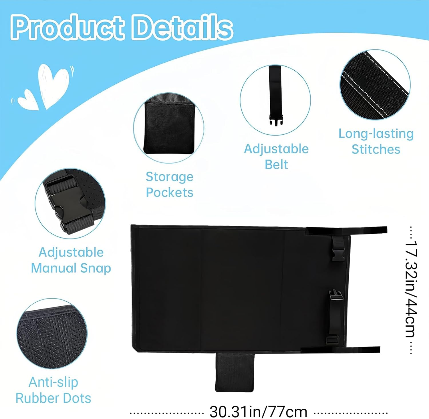 Toddler Airplane Bed, Black Portable Kids Airplane Seat Extender Travel Bed, Baby Plane Safe Essentials with Drawstring Bag, Long Trip Toddler Travel Essentials for Sleeping (31.3 X 17.3 Inches) image number 6