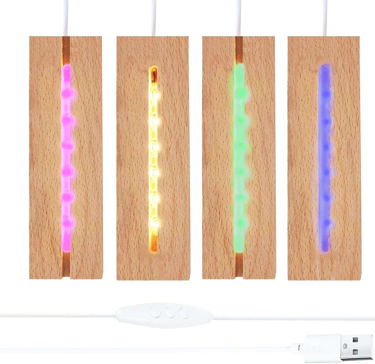 6 Inch Rectangle Display Pedestal, Colorful Rectangle Led Lights Display Base, Crystal Wooden Lighted Base Stand for Acrylic, Crystal, Night Light, Glass Resin Art image number 5