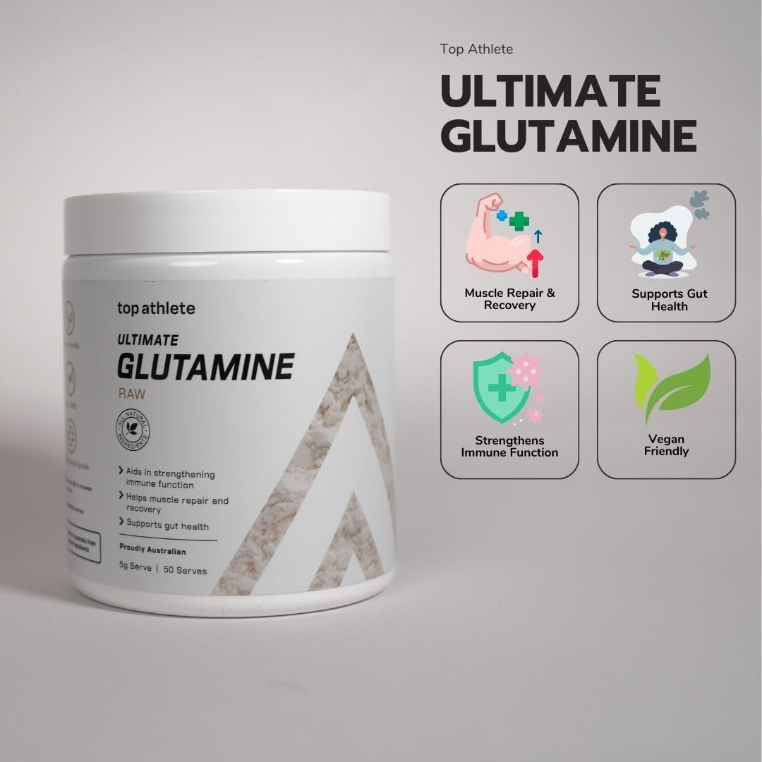 Top Athlete L-Glutamine Powder | Pharmaceutical Grade Amino Acid | Supports Muscle Recovery | Enhances Immune Function | Improves Gut Health | Unflavoured 250G (50 Serves) image number 1