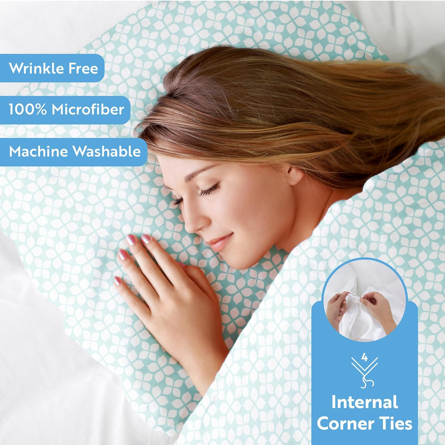 LINEN MARKET Twin Duvet Cover for Twin (Aqua) - Experience Hotel-Like Comfort with Unparalleled Softness, Exquisite Prints & Solid Colors for a Dreamy Bedroom &ndash;Duvet Cover Twin Set with 2 Pillow Shams image number 3