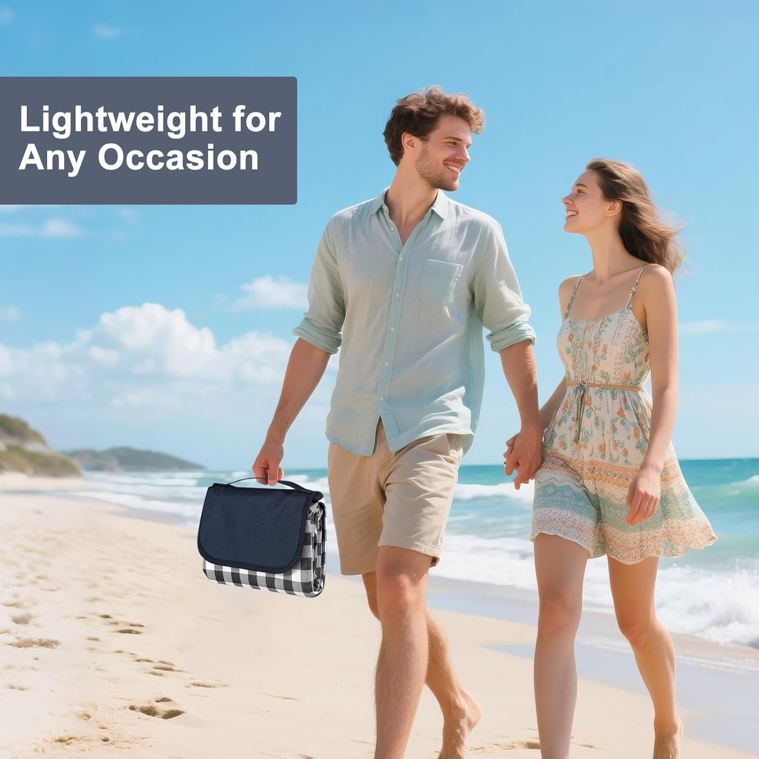 Extra Large Picnic Blanket Waterproof - Outdoor Picnic Rug for Family and Friends, Beach Mat Blanket Sandproof, Foldable Picnic Mat for Park, Grass, Camping, Beach, and Gift (200X200Cm) image number 3