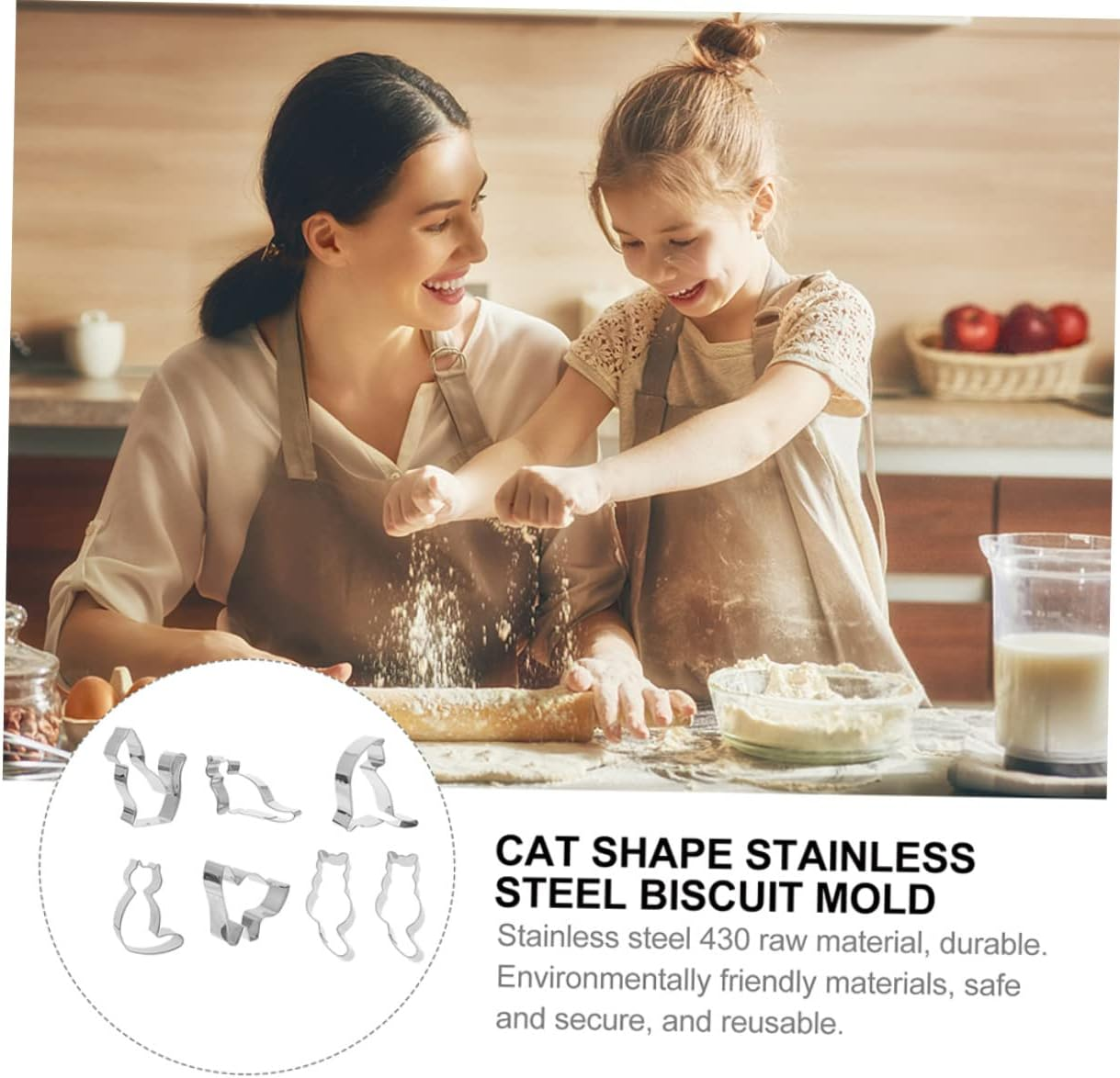 STOBAZA 8Pcs Cat Cookie Cutter Biscuit Cutters in Cat Shape Baking Tool for Lovers to Create Themed Cookies Random Style image number 2