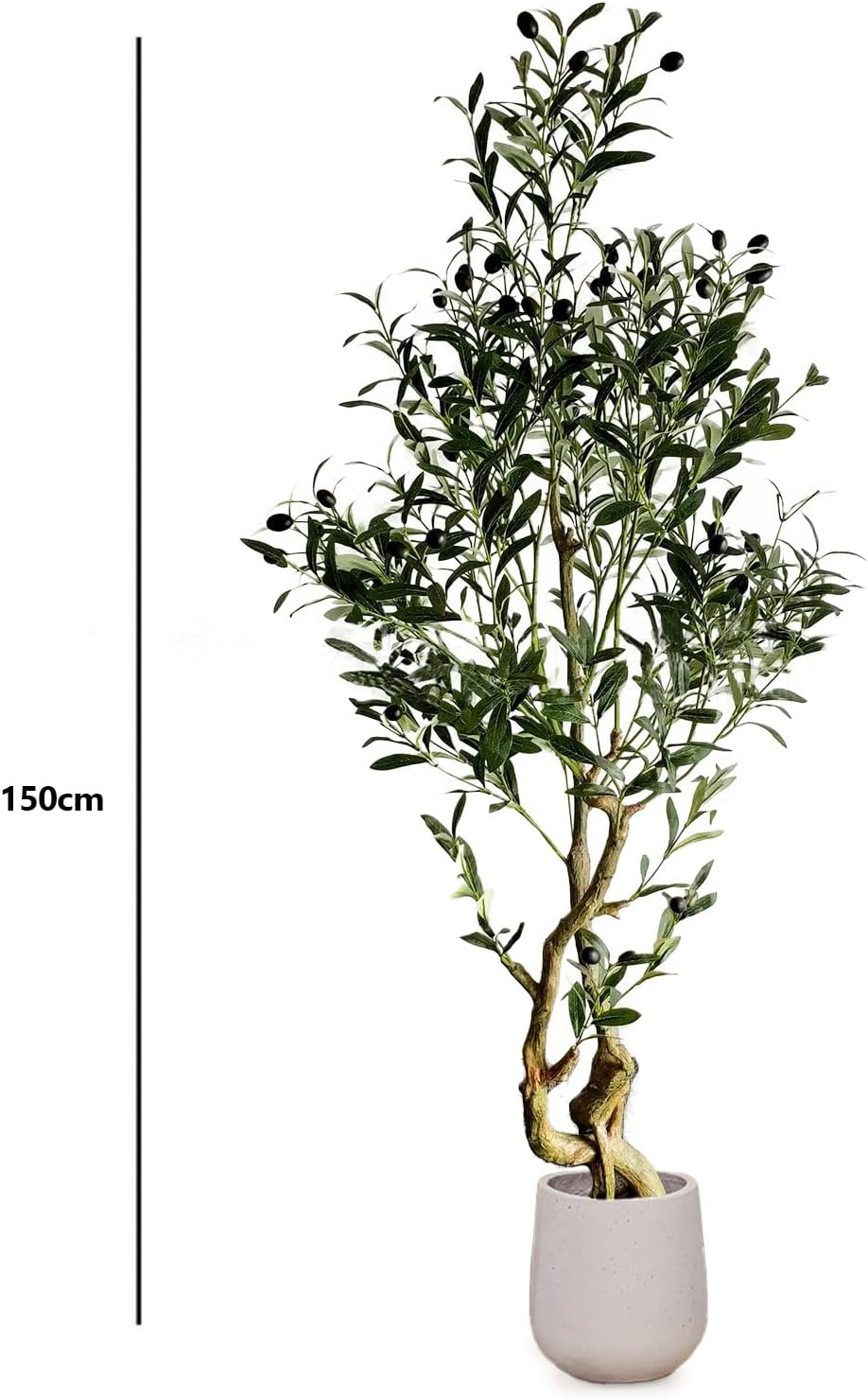 LUVAGD Artificial Olive Tree, 1-Pack Faux Olive Tree Old Vertical Style, Unique Shape Indoor Floor Decor, Cement Base Artificial Plants for Home and Office (6.1Ft) image number 6