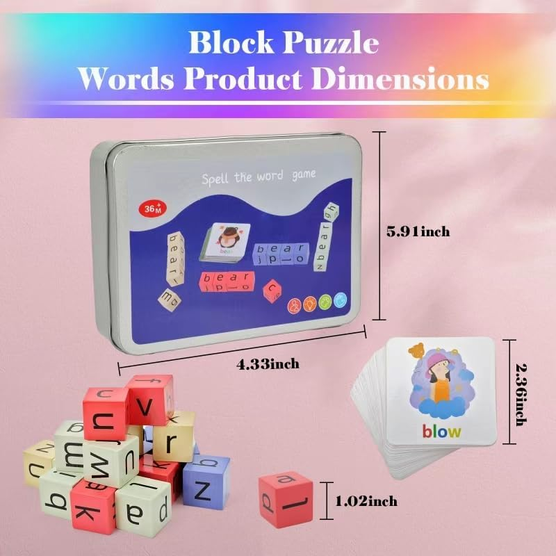 Educational Flash Cards and Wooden Blocks Spelling Games, Alphabet Matching Multiplayer, Stimulates the Brain'S Imagination and Creativity, Flash Cards for Kids Ages 4-8 Suitable for Classroom,Parties image number 2