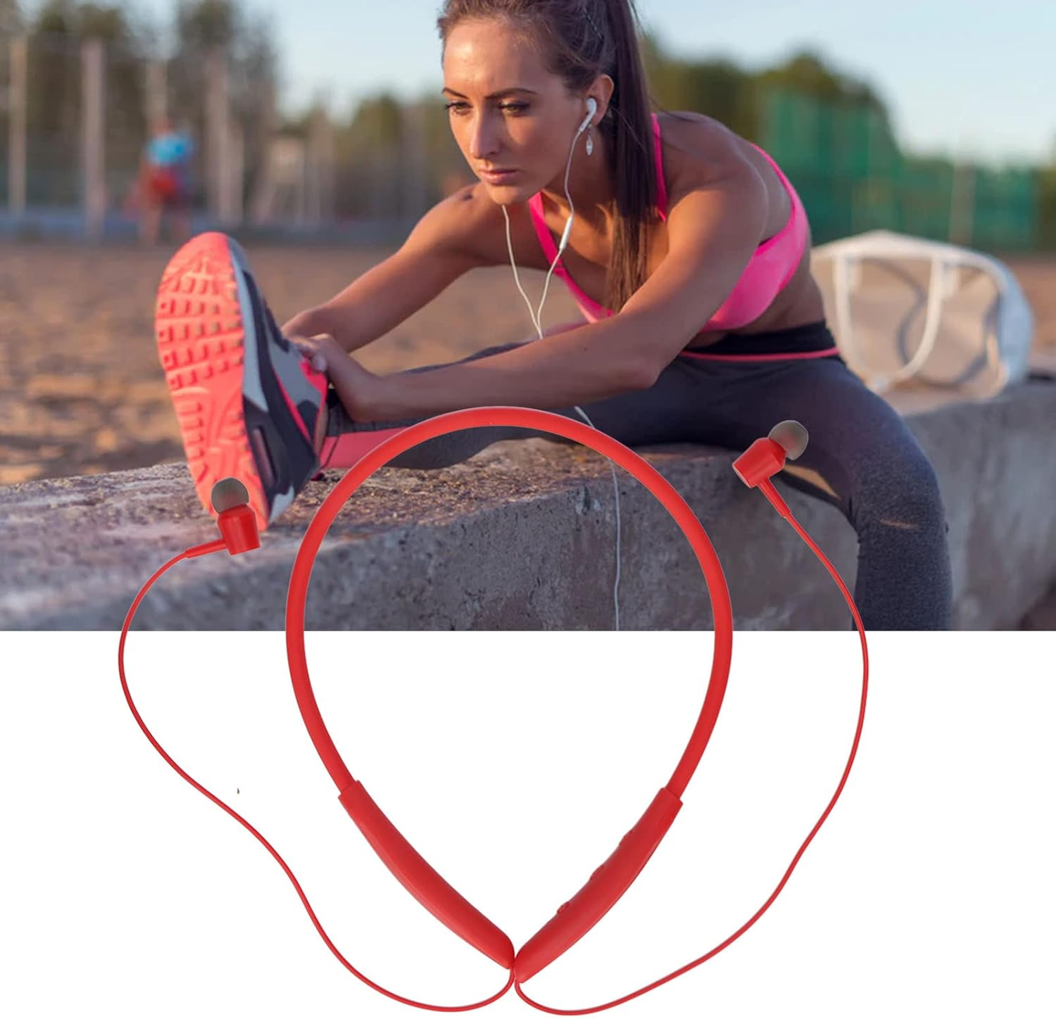 Cryfokt Wireless Neckband Headphones Heavy Bass Magnetic Suction Running Earphone for Sports image number 5