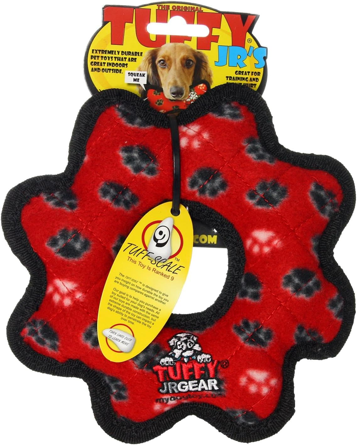 Tuffy Interactive Play Dog Squeaker Toy, Red image number 6
