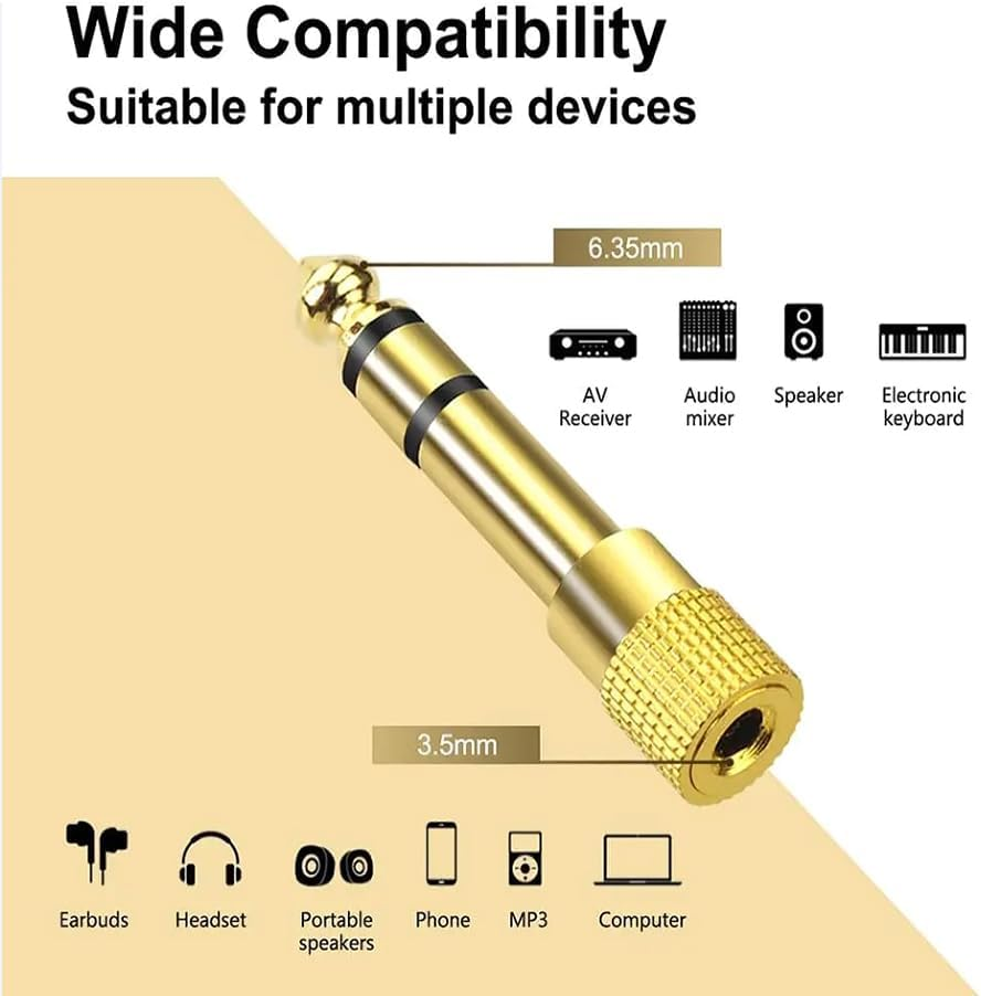 SAHENITEANA 4 Pcs 6.35 to 3.5 Headphone Adapter Jack / 3.5 to 6.35 Adapter,Audio Jack Adapter, Headphone Adapter for Aux Cable, Guitar Amplifier, Headphone, Guitar, Digital Piano Amp image number 6