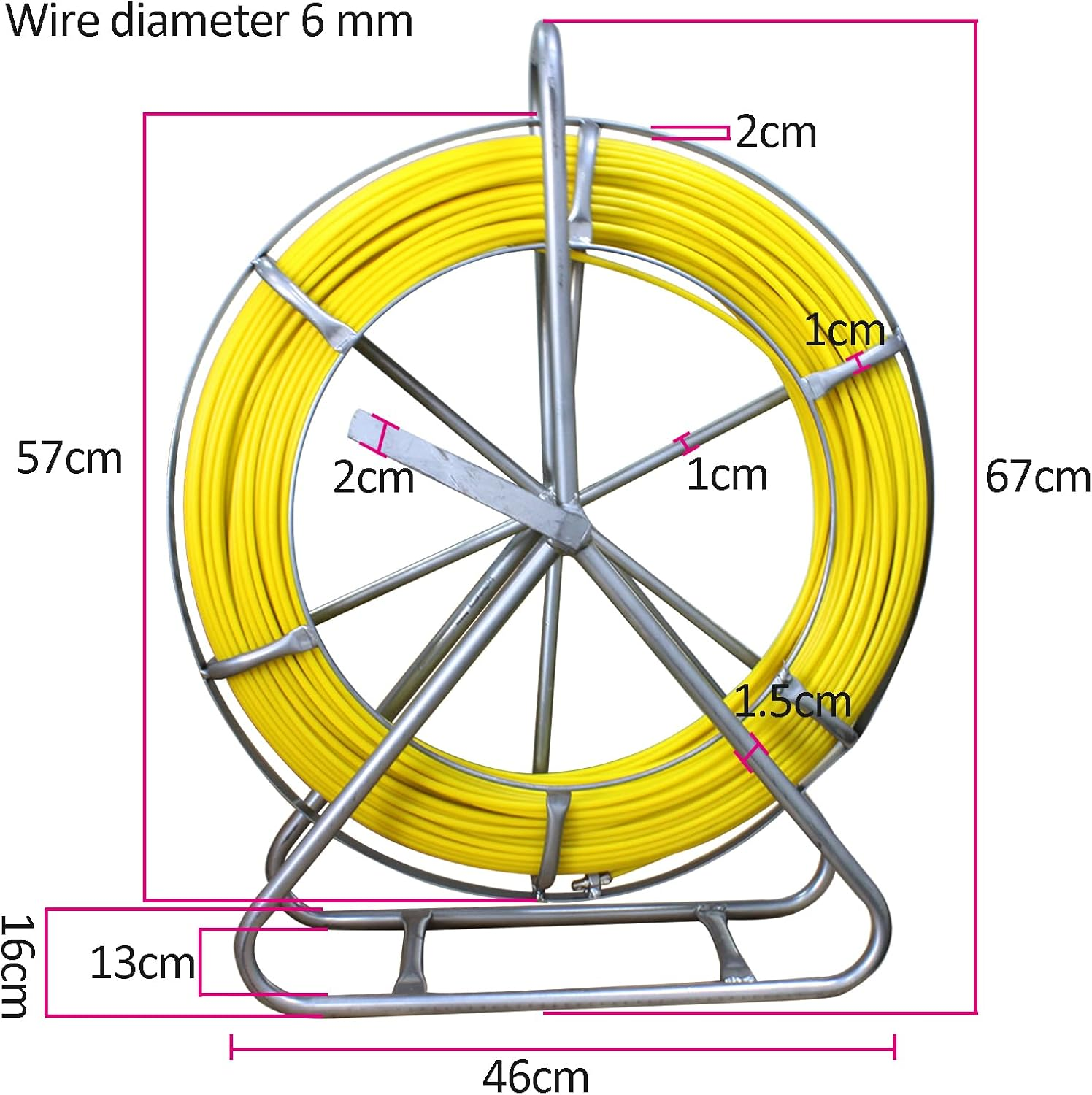 Acbbmns Fiberglass Fish Tape Cable Puller, 6Mm X 130M Fiberglass Wire Cable Running Rod Duct Rodder Puller with Brake and Steel Reel Stand image number 4