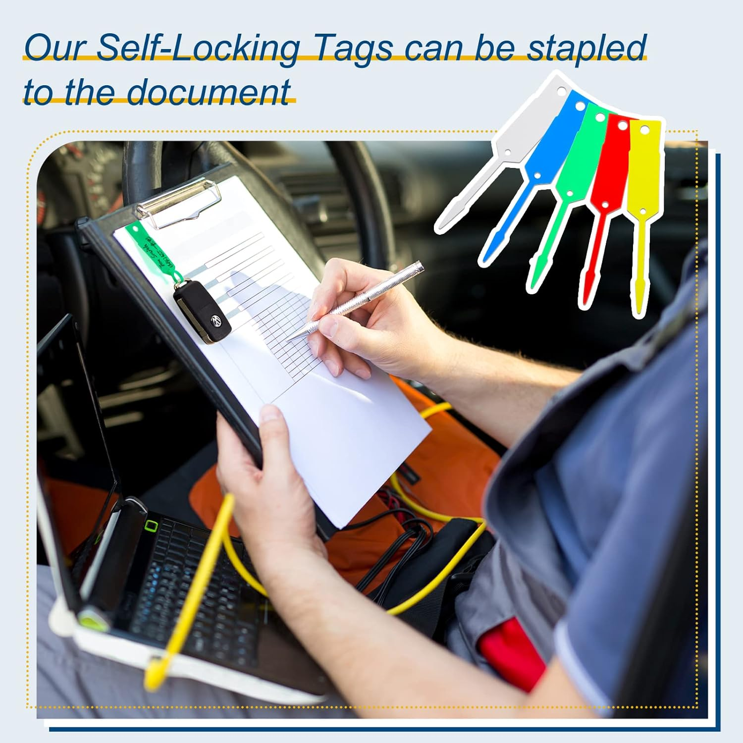 Lewtemi 1000 Pieces Self Lock Arrow ID Key Tags Car Parts Tags Key Ring Repair Labels for Office Automotive Shop Supplies(4 1/2'' X 3/4",Mixed Colors) image number 6