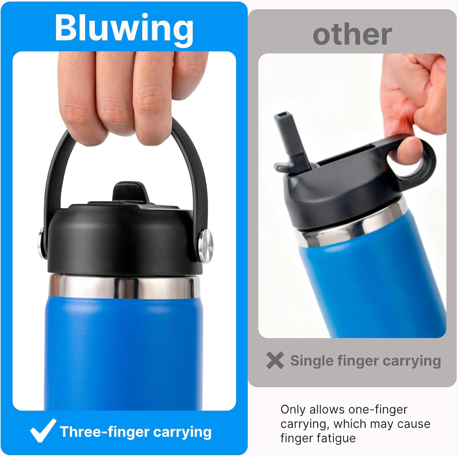 Straw Lid for Hydroflask, Replacement Lids with Straw for Hydroflask 12 16 18 20 32 40 64Oz Wide Mouth Water Bottles, Straw Cap with Flexible Handle for Hydro Flask(White)