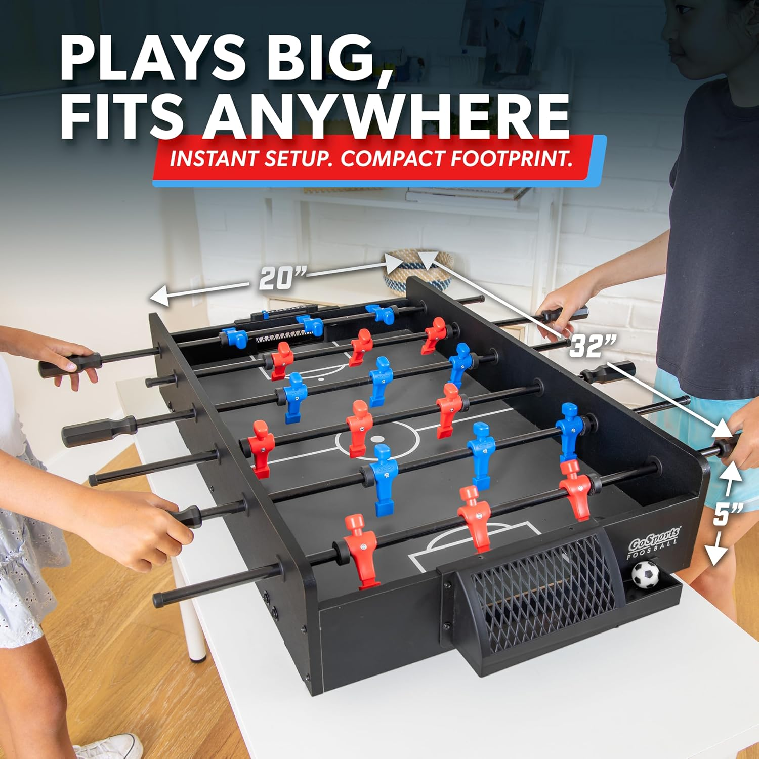 Gosports 32 Inch Tabletop Foosball Game Set - Oak or Black image number 4