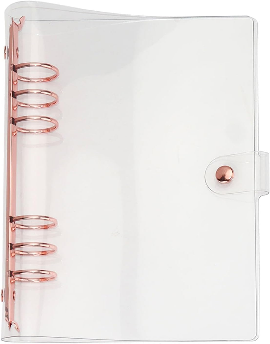 SHERCHPRY A5 Loose-Leaf Notebook Cover 6-Ring Binder PVC Rose Gold Refillable Notepad Cover Portable for Student Office Supplies image number 5