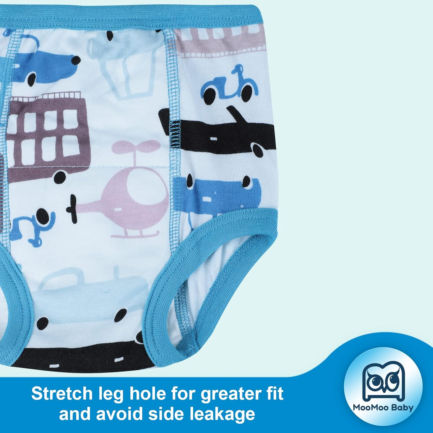 Moomoo Baby Potty Training Pants 4 Packs Absorbent Vehicle Training Pants for Boys and Girls 2T image number 4