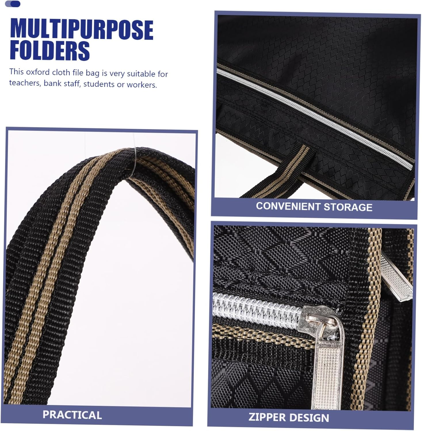 ARTIBETTER Oxford Cloth File Pouch A4 Size Double Zipper Canvas Document Organizer Portable File Bag for Office and School Filing Storage