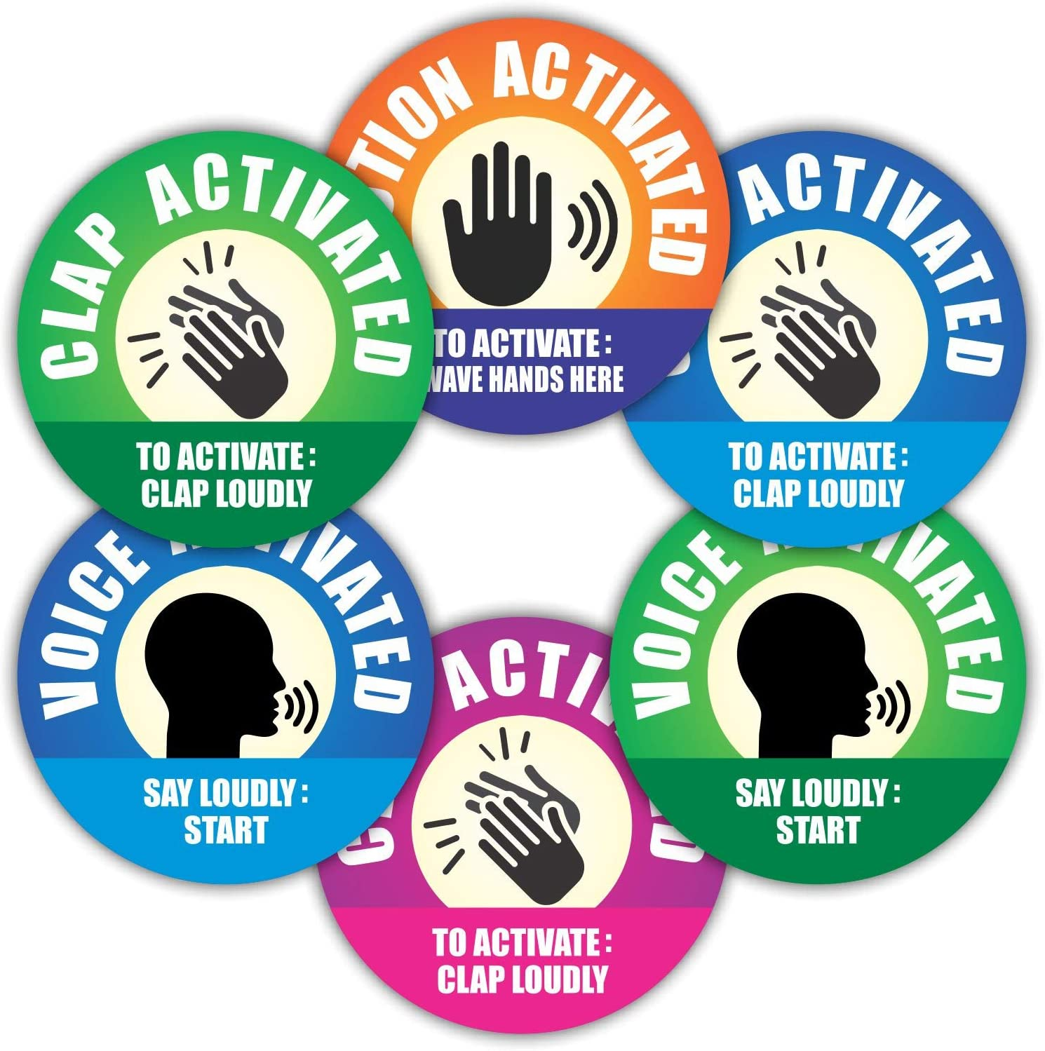 PARTH Impex Prank Stickers - (Pack of 120) 2" Large round Fake Voice Motion Clap Activated Funny Gag Gifts for Adults Kids Labels Sign for Doors Vending Machines