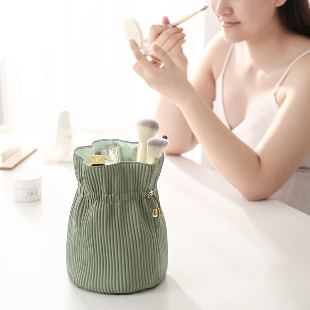 Cosmetic Makeup Beauty Travel Bag Corduroy Design Water Resistant Material Drawstring Closure Light Weight Collapsible and Compact from Paton Travel Australia image number 2
