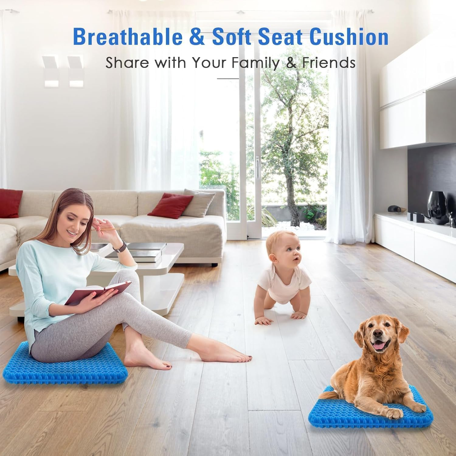 Gel Seat Cushion 2 Pack - Honeycomb Design Lumbar Support Cushion for Office Chair, Car Seat & Wheelchair | Pressure Relief & Cooling Gel with Non-Slip Cover | Soft Sitter Alternative image number 2