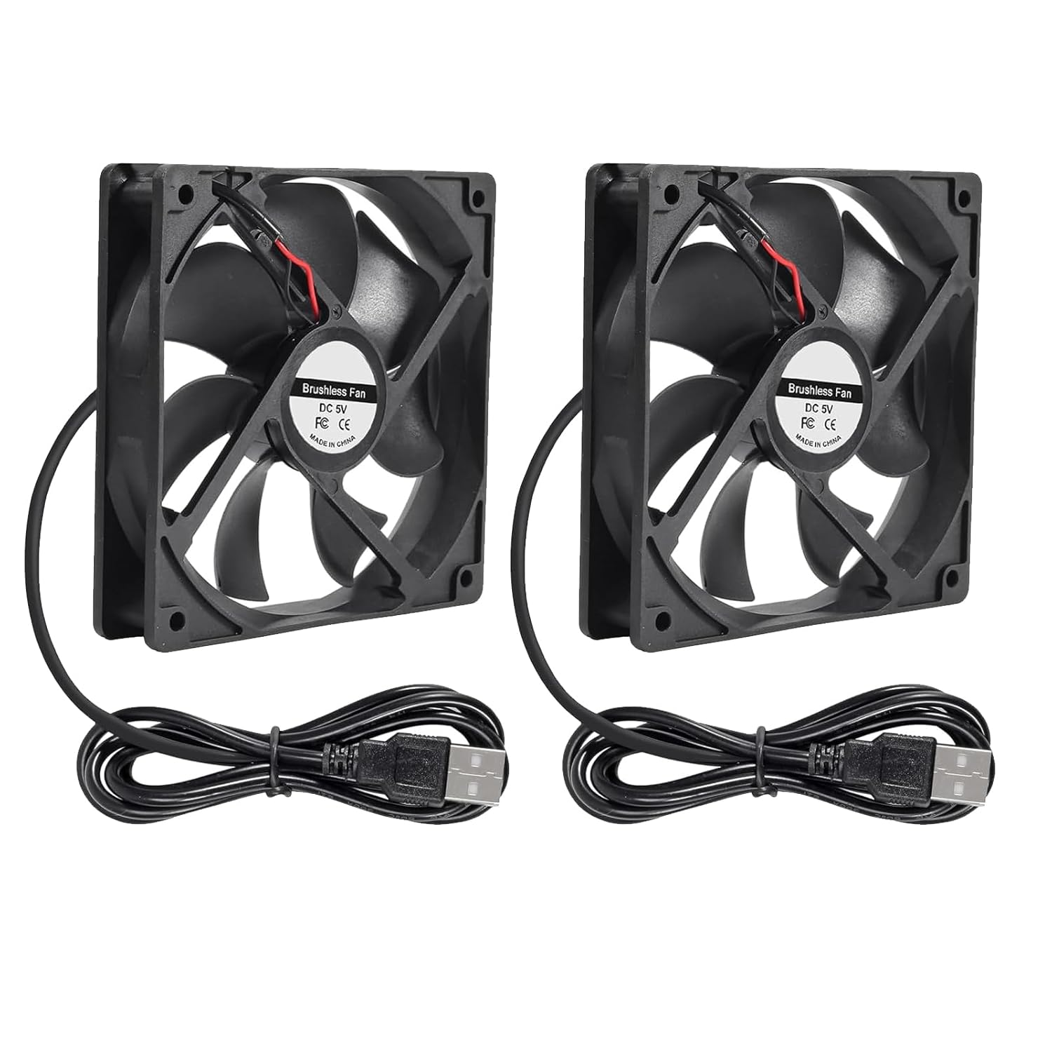 DIANN 2Pcs 120Mm 5V USB Computer PC Fan, 120X25Mm, Perfect for Desktop, Laptop, Refrigerator, Power Inverter, Server