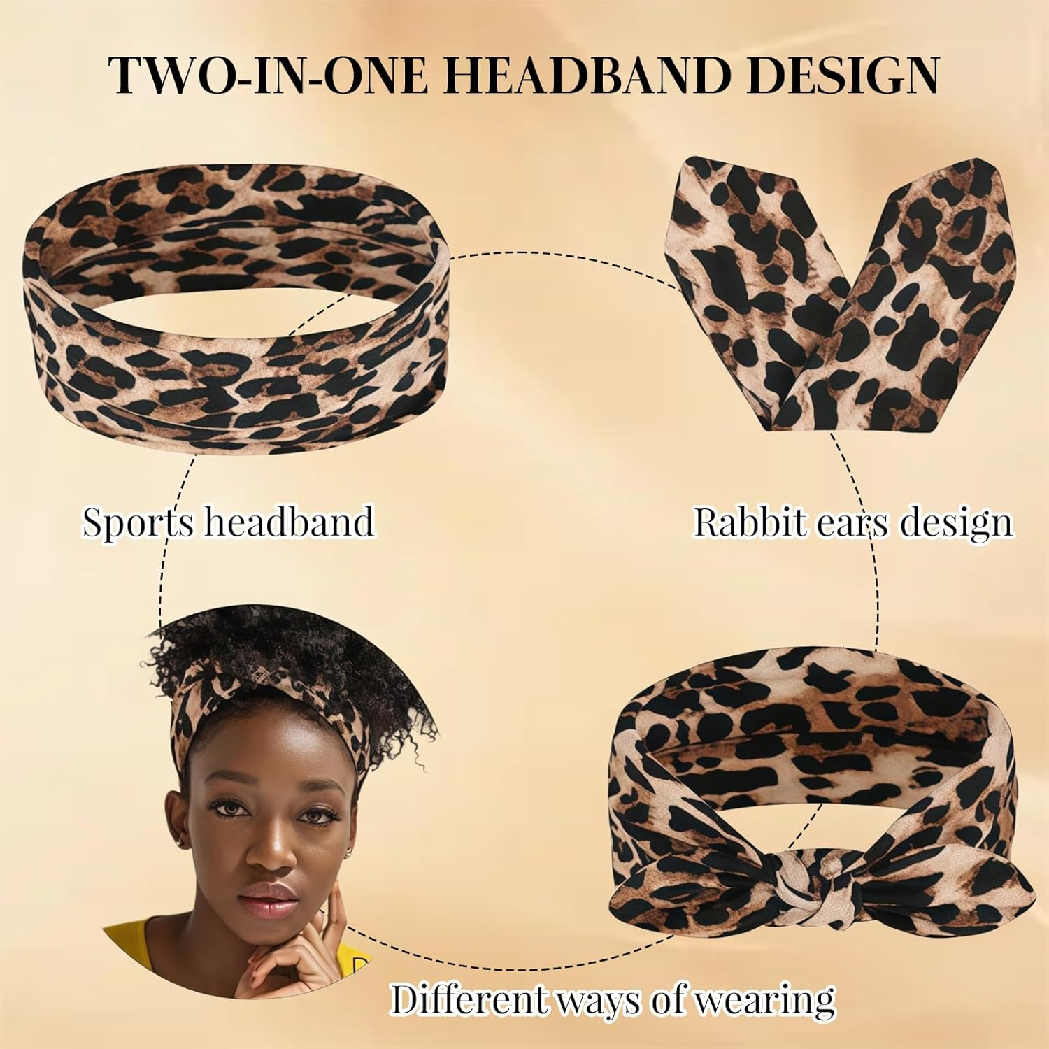 Pack of 6 Women'S Headbands, Elastic Hair Band, Boho Style, Non-Slip Wide Hair Band for Women, Girls for Sports, Yoga, Everyday Use (Multi-Colour)