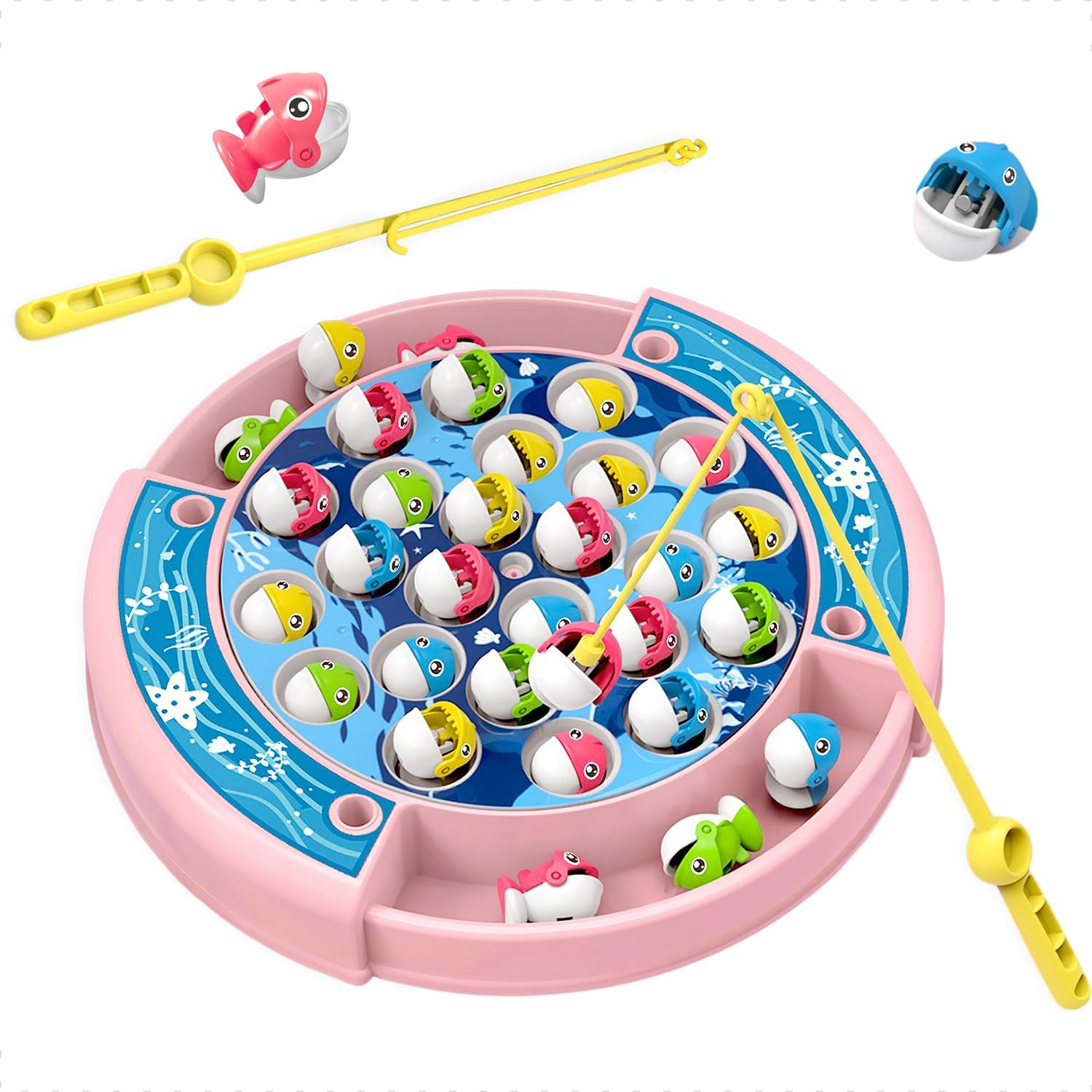 Fish Toy Kids Fish Game, Magnetic and Hook Fishing Game for Kids (Pink) image number 5