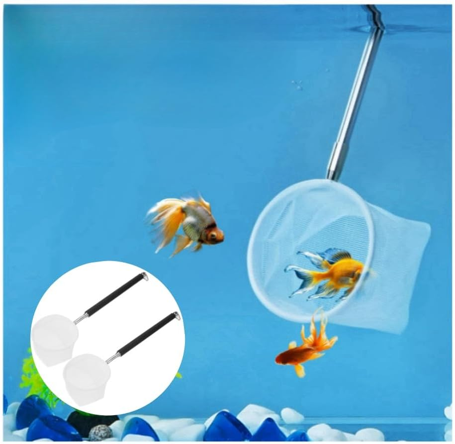 GYWHOOFT Shrimp Catch Net,2 Pcs Small Telescopic Aquarium Fish Net,Telescopic Long Handle Fishing Net,Telescopic Small Aquarium Fishing Net Extendable Skimming Net for Small Pond Fish Tank Aquarium