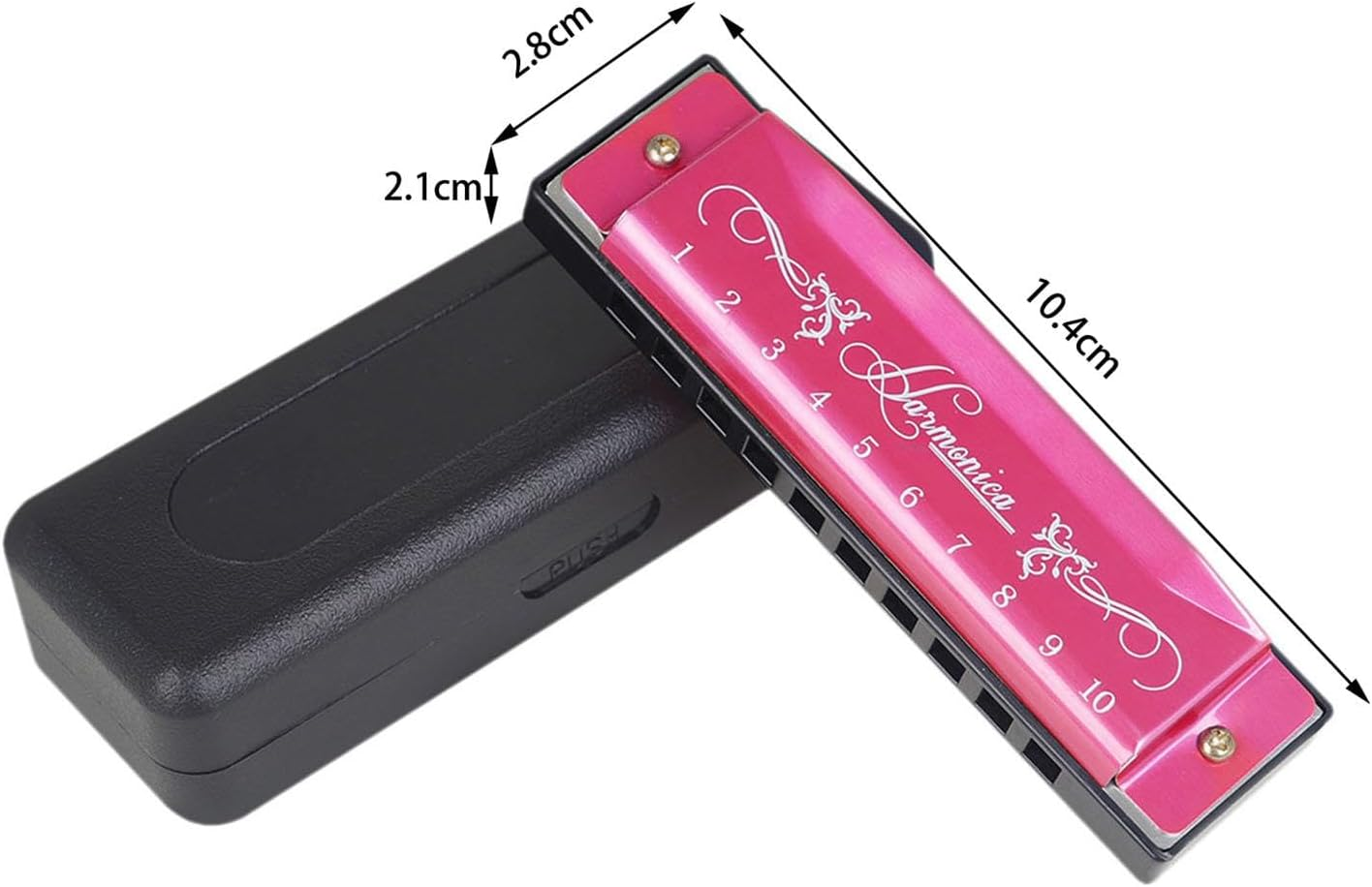 Harmonica Gifts Deluxe Harmonica 10 Holes 20 Melodies C Key for Home Stage Performance Men Kids Player, Rose Gold