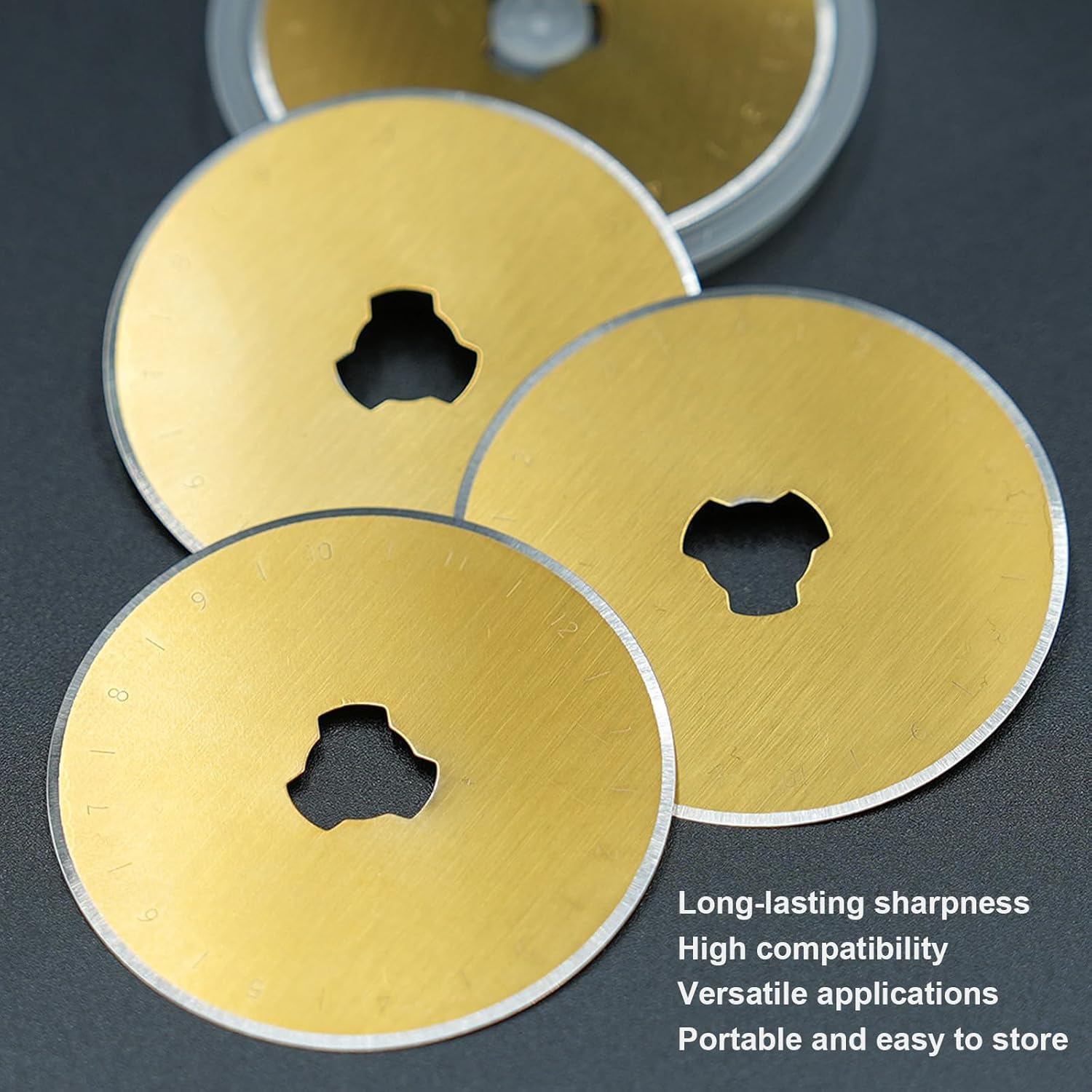 Agwenkui 10 Pack Titanium Rotary Cutter Blades 45Mm Spare Replacement Blades - Rotary Cutter Blades Replacement with Sharpness for Quilting Scrapbooking Sewing Arts Crafts (Long Lasting Edge) image number 3