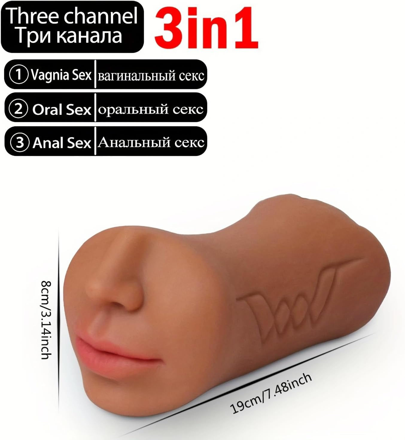 3 in 1 Pocket Pussy Male Masturbators with Lifelike Face, Sex Doll with Realistic Textured Mouth Vagina and Tight Anus, Masturbator Deep Throat Oral Adult Sex Toys (Wheat)