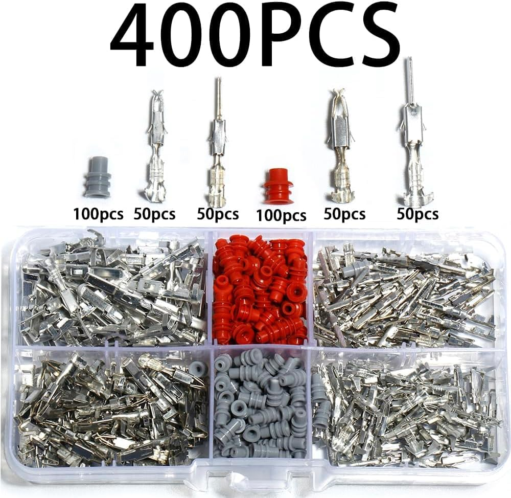 Aikoolwer Connector Pins Kit Terminal Pin Automotive 1.5Mm 3.5Mm Male Female Auto Electric Non-Insulated Plug Crimp Motorcycle ATV image number 4